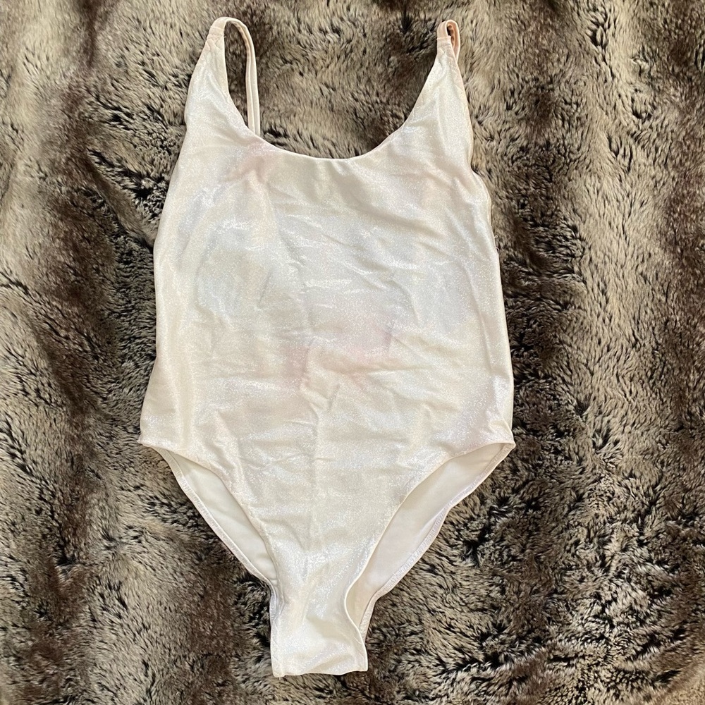 Custom White Iridescent Bodysuit Sz Sm